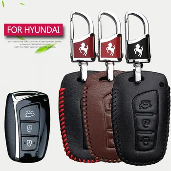 

Leather Smart Car Key Case Cover for Hyundai Kona I40 I30 I20 I10 Hb20 Tucson Veloster IX20 IX35 Creta Solaris Sonata Key Fob