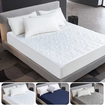 

Waterproof Mattress Cover Solid Color Embossed Waterproof Mattress Protector Fitted Sheet Style Cover for Mattress Thick for Bed