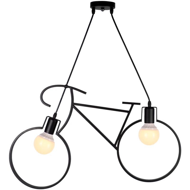 Modern Chandelier Bicycle Metal Wrought Iron Chandelier Lampshade E27 Edison Led Chandelier Living Room Cafe Shop