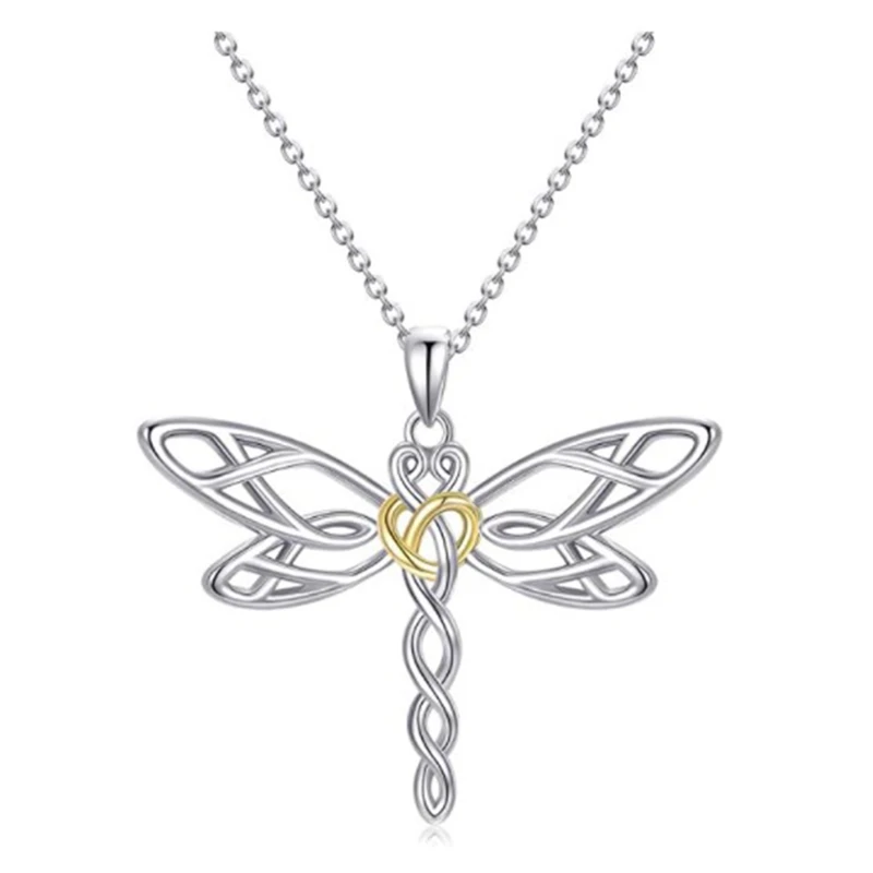 Модное ожерелье серебряного цвета креативное женское со стрекозой