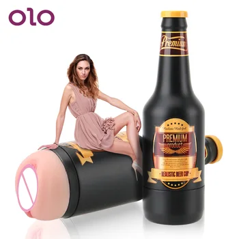 OLO Soft Ora Pussy Male Masturbator Cup Portable Beer Bottle Real Vagina Erotic Adult Toy Sex Toys for Men Sex Machine 1