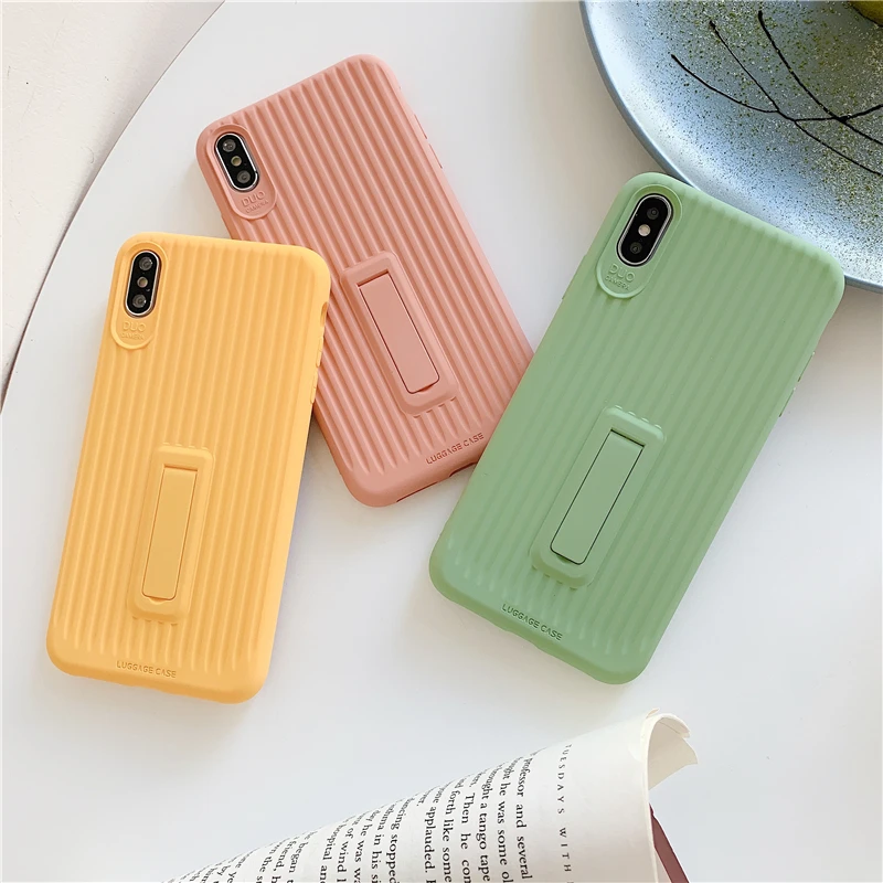

LACK Simple pure color bracket Phone Case For iphone 7Plus High Quality Soft Protective Cases For iphone 6 6s 8 Plus X XS Max XR