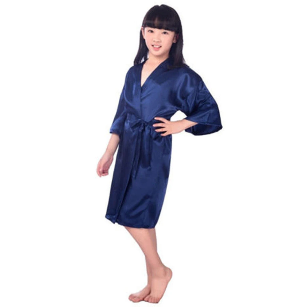 Новое поступление для маленьких девочек, детское вечернее платье из шелка атласное кимоно; наряд, одежда для сна, свадебное платье для девочек в цветочек Детское Белье для сна