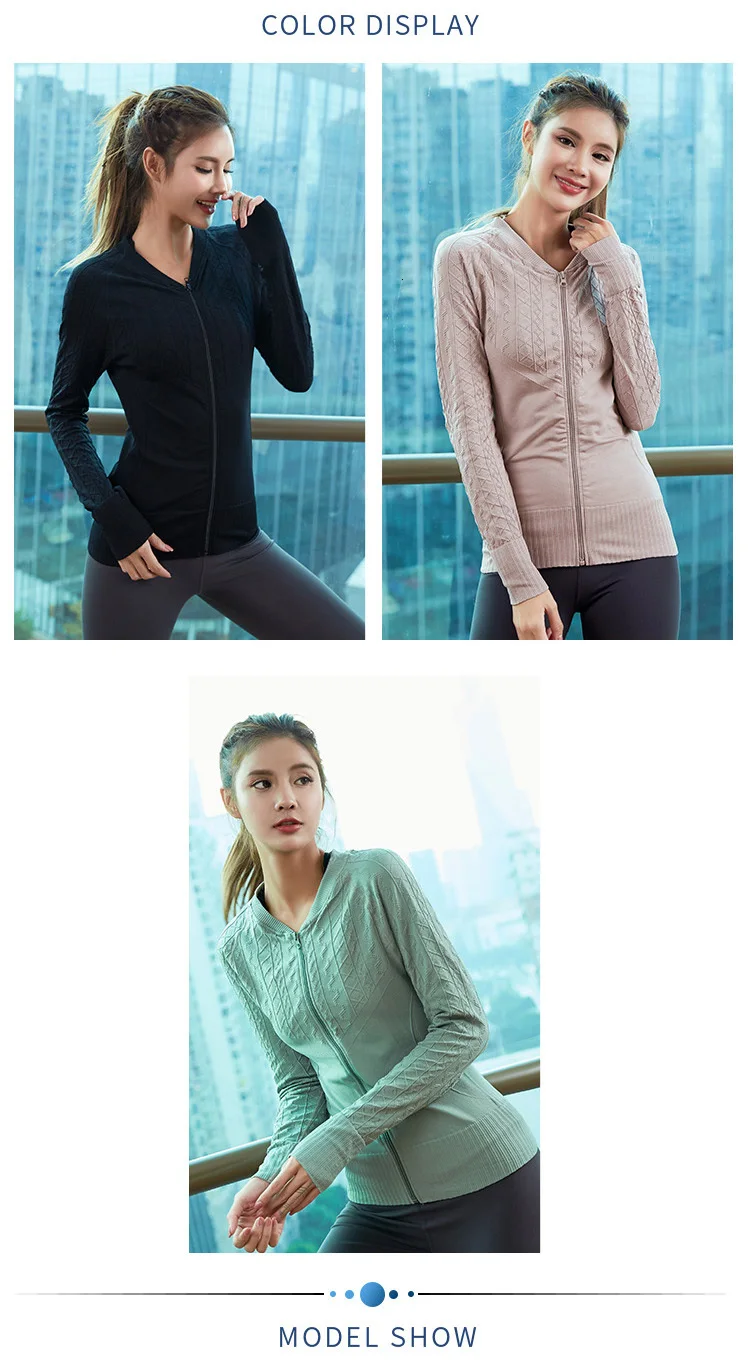 Zipper Running Jackets Women Sport Jacket Yoga Top Women Training Yoga Gym Jacket Quick Dry Long Sleeve Sport Coat