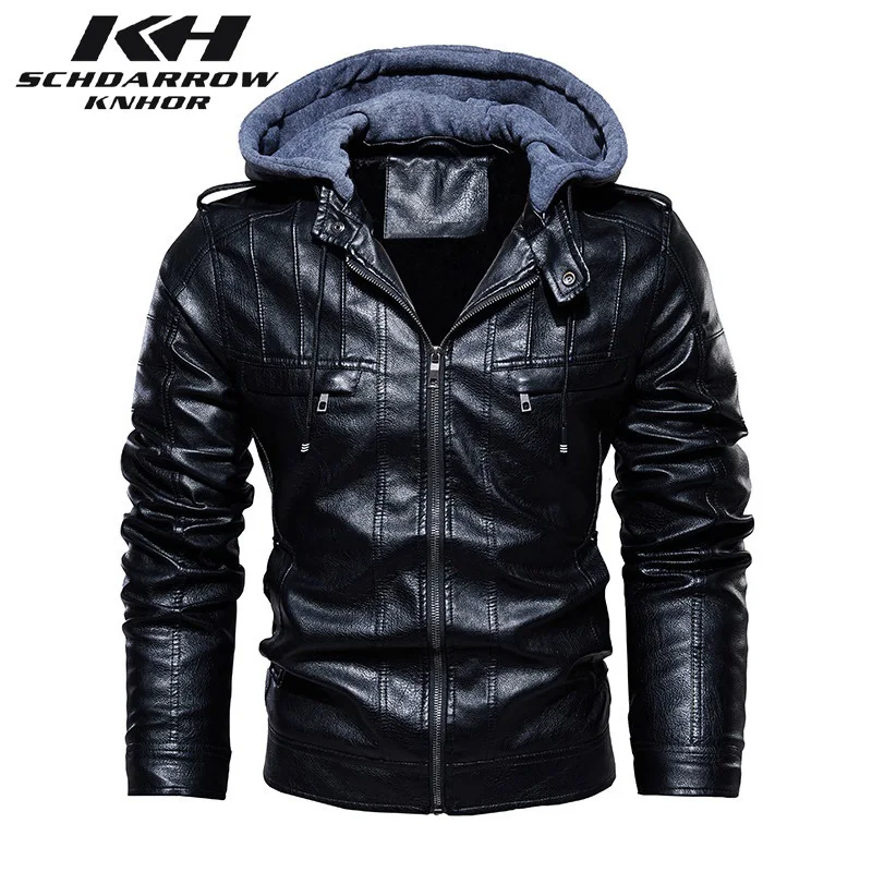 

Mens Leather Jackets Men's Winter Fashion Hooded Warm Motorcycle PU Leather Jacket Coat Male Clothes Outerwear jaqueta de couro