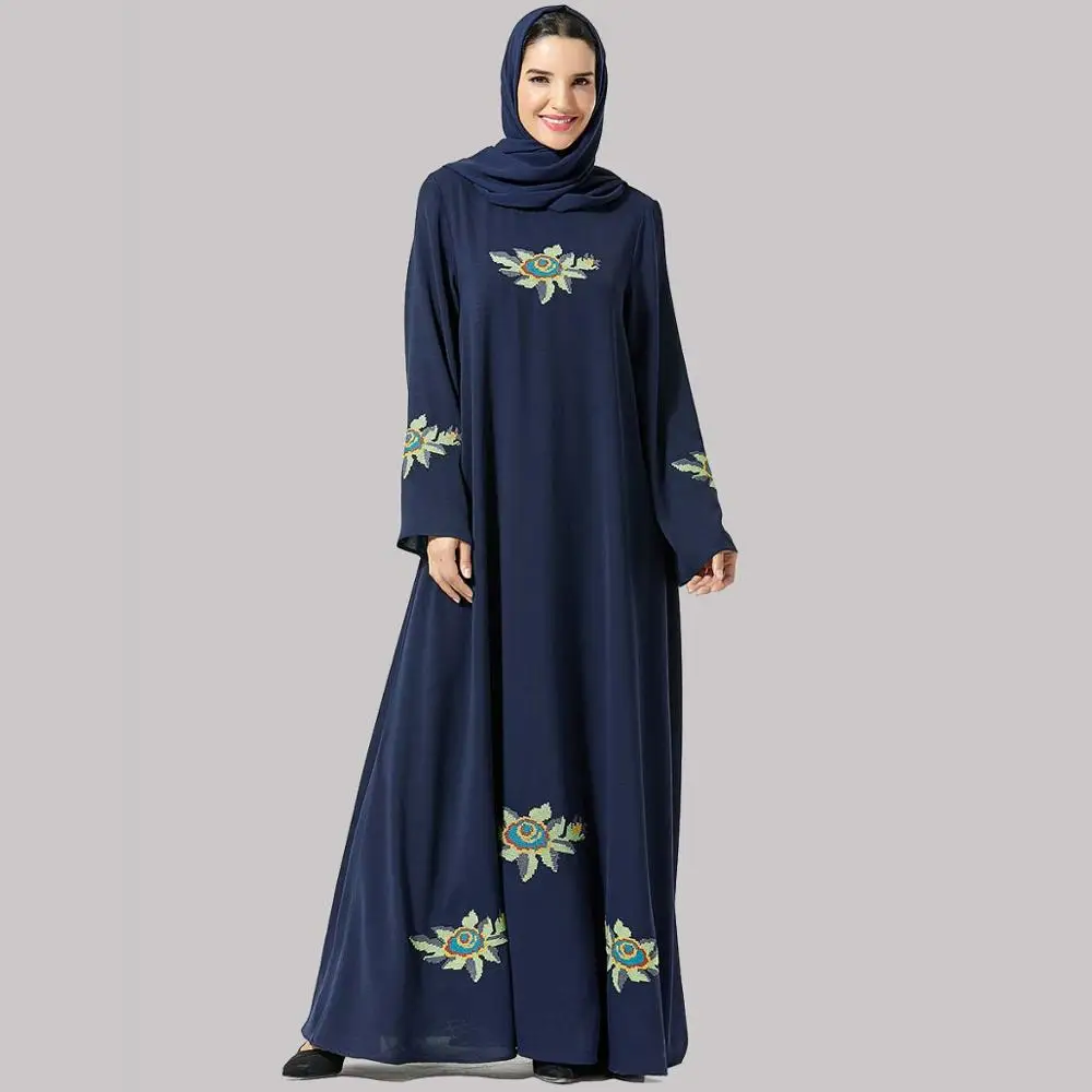Платье макси размера плюс с длинными рукавами для женщин, длинное платье свободного кроя, одежда Islmaic, скромная одежда, элегантная женская мусульманская абайя джилбаб