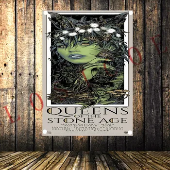 

Rock music tattoo vintage poster cloth painting shabby chic flag banner Wall Sticker Party music festival background decoration