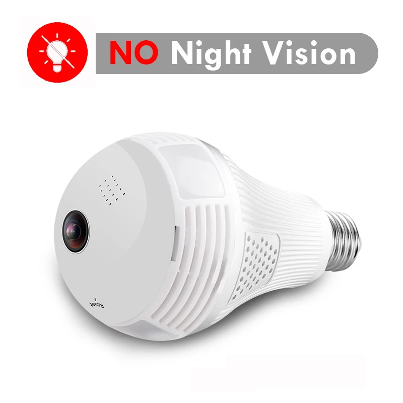 No Night Vision 360 градусов светильник панорамная видеокамера мини WiFi IP видеокамера HD 960P ночное видение лампада веб-камера микро DVR Cam - Цвет: No Night Vision