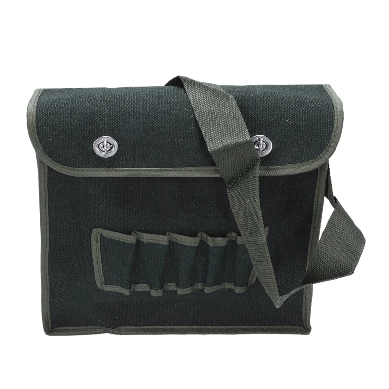 

Multi compartments army green canvas shoulder tool bag for electricians