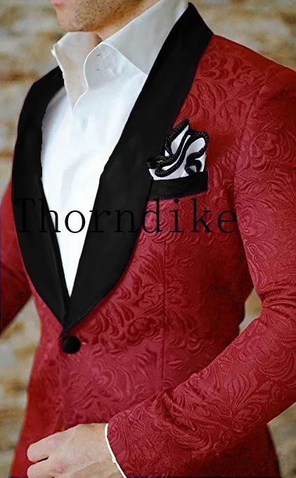 4 Костюм Homme, дизайн, формальный смокинг, 2 предмета, шаль с отворотом, свадебные костюмы для мужчин, приталенный Зеленый жаккардовый мужской костюм, костюм жениха - Цвет: 4