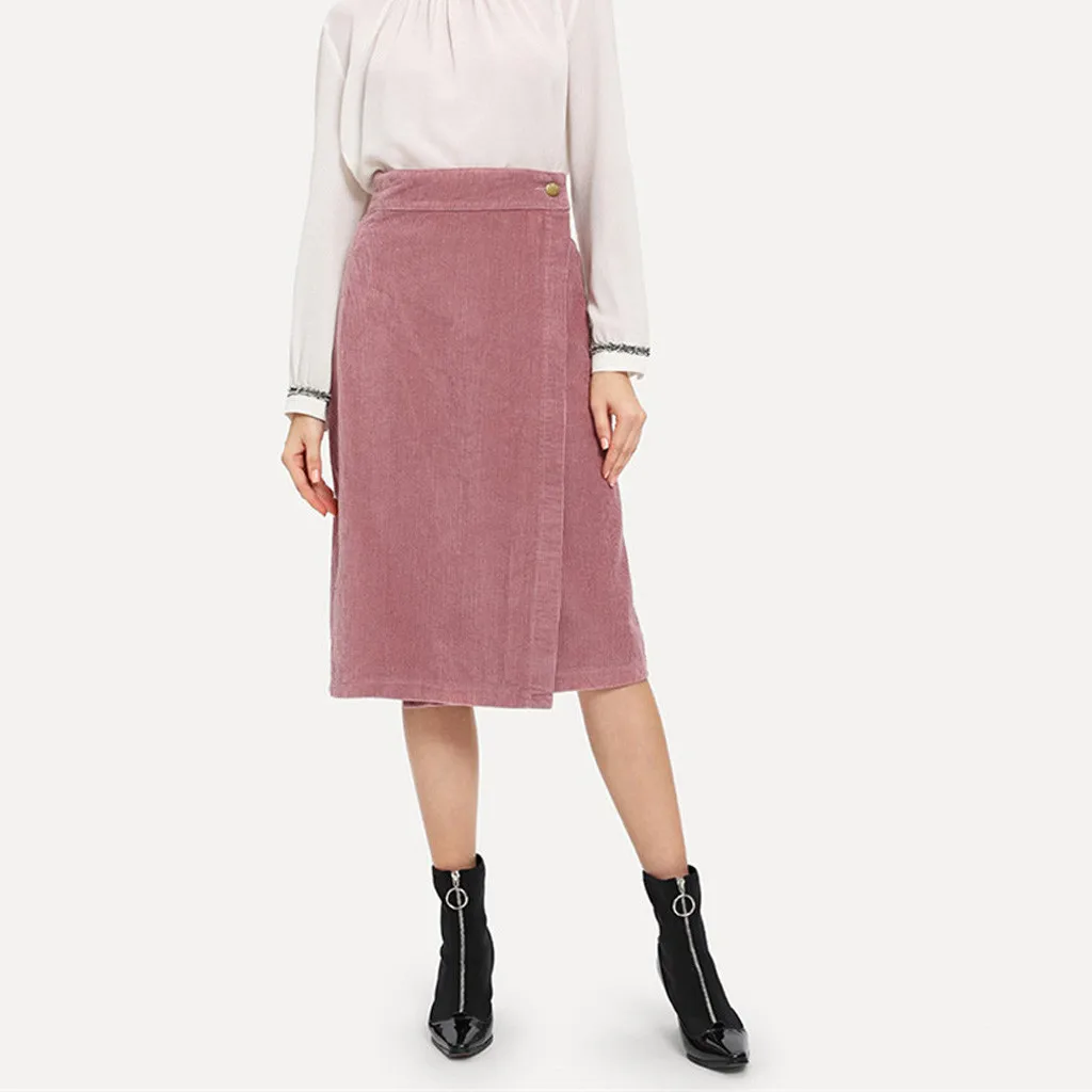 Женская осенняя и зимняя однотонная модная юбка с высокой талией