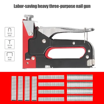 

3 In 1 Multifunction Manual Stapler Metal Tool Square Straight U Type with Staples L5 #4