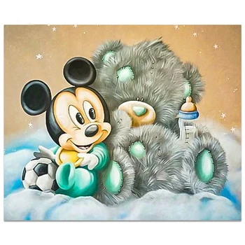 

Daimond Painting 5D Full Square/ Round Cartoon Mouse Bear Diamond Embroidery Rhinestone Crystal Cross Stitch Mosaic Decor