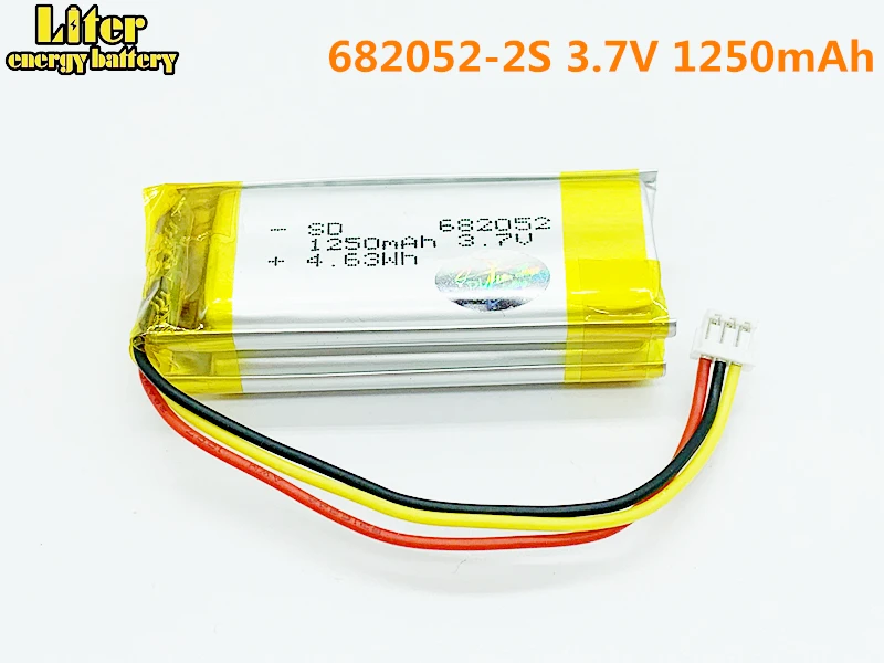 682052-2S 3,7 V 1250 mAh литий-полимерный аккумулятор 1,5 мм 3 провода разъем для домашних животных gps Охота собака gps DVR MP3 MP4 682052