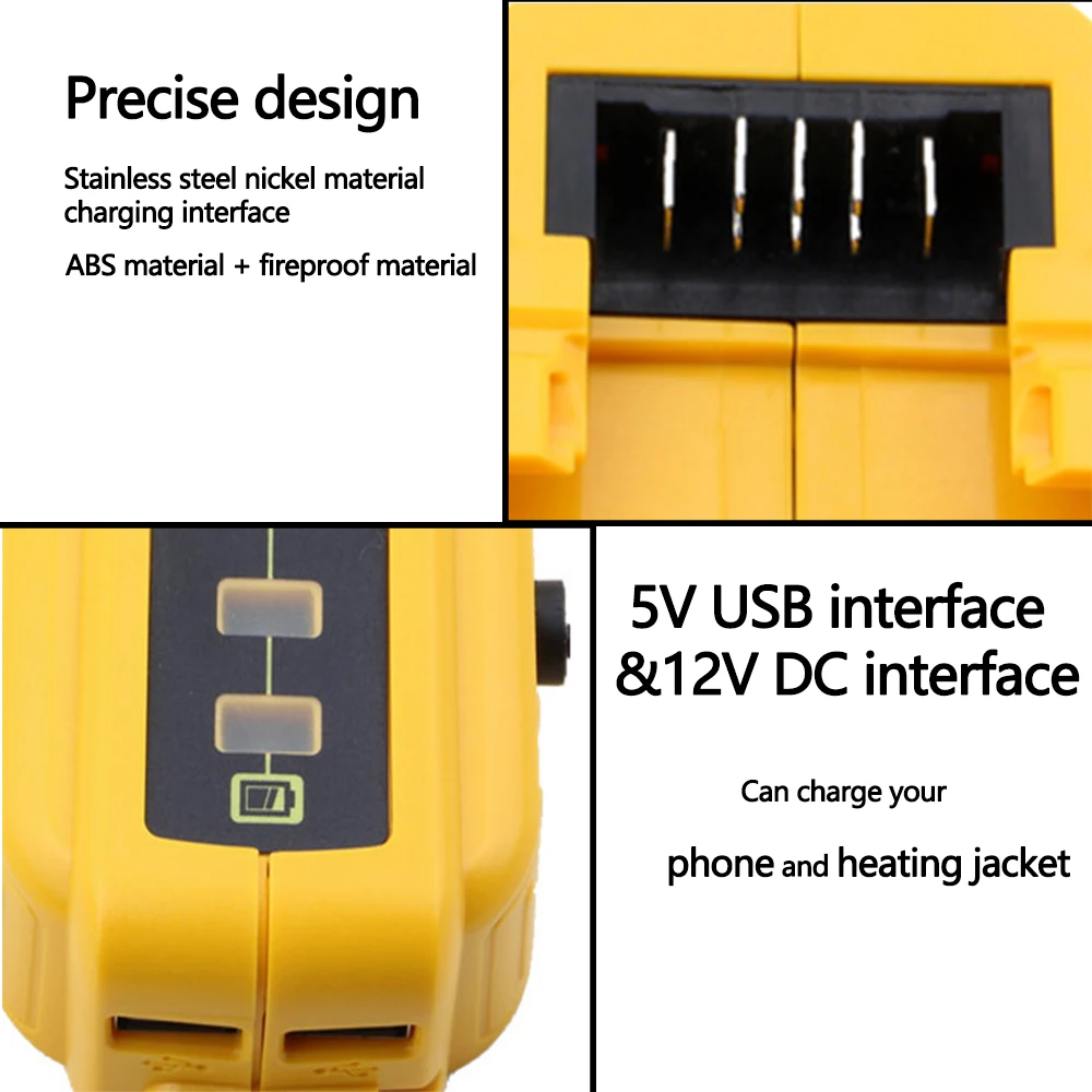 Высокое качество DCB091 Li-on батарея usb зарядка конвертер 12 В 18 в 20 В DC Выход с подогревом куртки адаптер