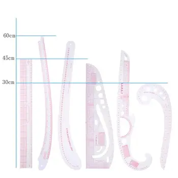 

6pcs Multi-function Metric Curve Cutting Rulers Sleeve Clothing Yardstick Office cultural and educational supplies