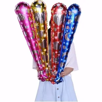 

5pcs/lot Birthday Party Toy Aluminum Film Hand-held Stick Sports Meet Cheer Stick Balloon Blow Inflatable Gas Stick With Pump