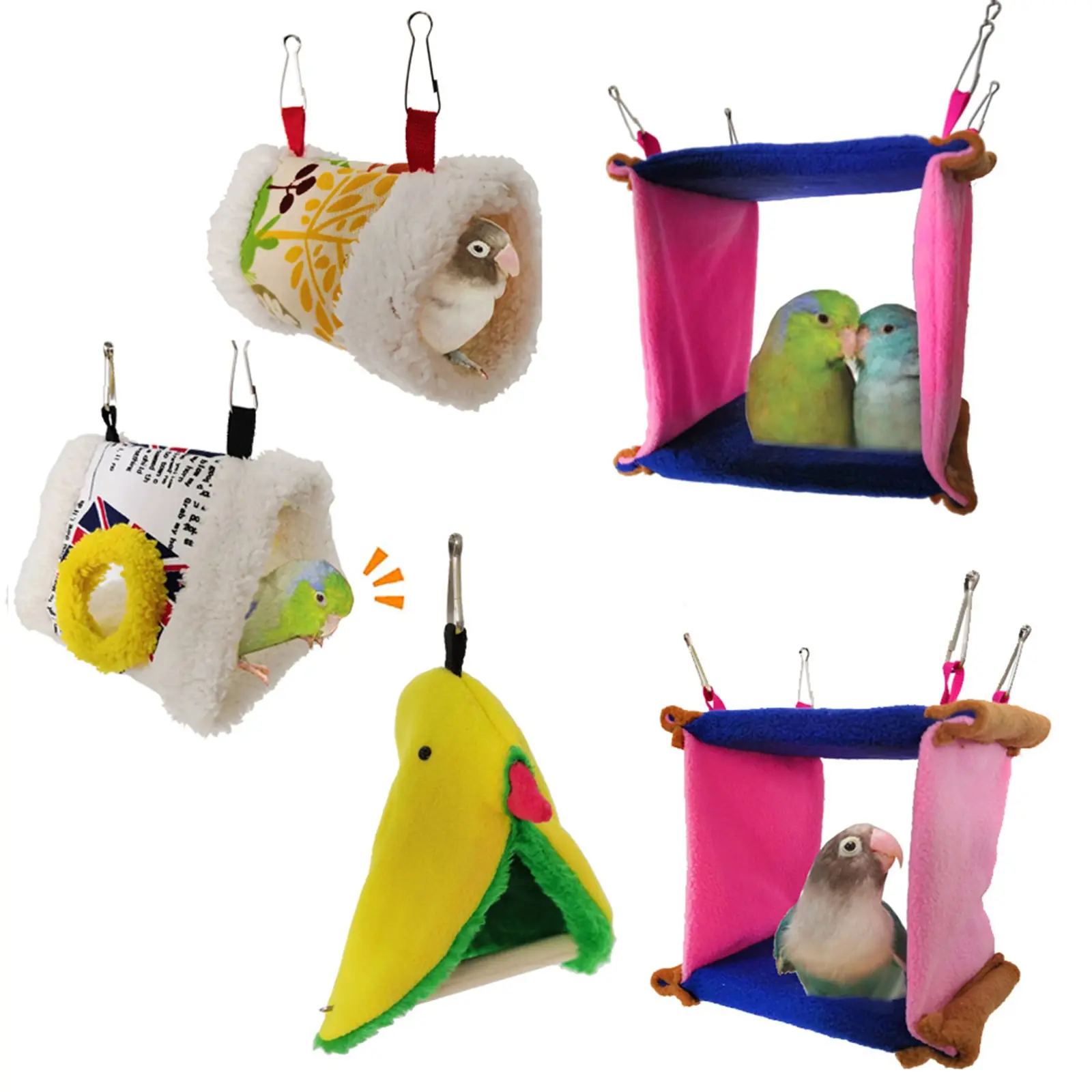 

2020 Bird Parrot Nest Soft Plush Bird Parrot Hammock Warm Hanging Bed For Pet Cave Cage Hut Tent Toy House for Small Animals