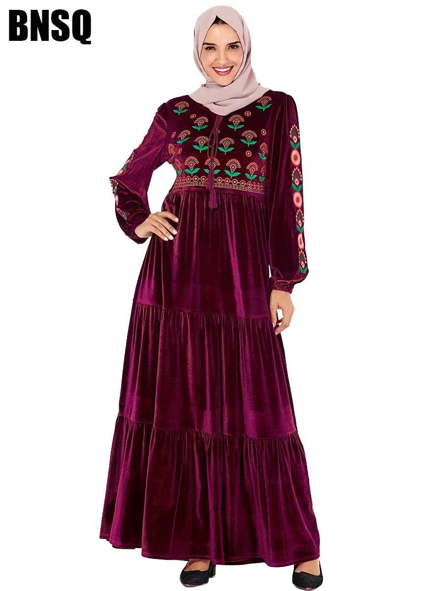 Элегантное мусульманское платье макси абайя хиджаб с вышивкой Vestidos кардиган-кимоно длинные халаты Jubah Ближний Восток Eid Рамадан исламский