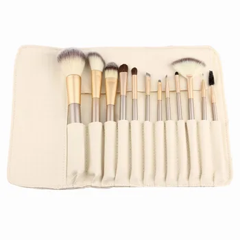 

Manufacturers Wholesale 12 Off-white Makeup Brush Set Beige Bag 24 Champagne Color Makeup Brush Makeup Training
