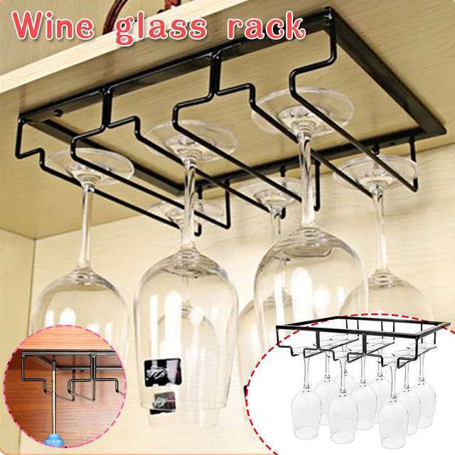 Wine Glasses Holder Bartender Stemware Hanging Rack Under