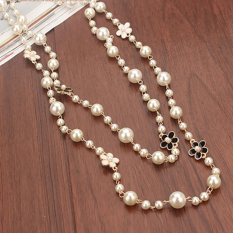 Black White Pearl Necklace  Vintage Black Pearl Necklace - Pearl