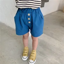 Новые летние модели детских хлопковые льняные шорты Для мужчин и Для женщин детские однотонные Цвет бай da xiao шорты для девочек детский комплект одежды Штанишки для малышей