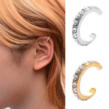 Vintage cristal oreja Clip en pendientes sin Piercing oro plata nariz anillo mujeres pendientes Punk Rock auricular kolczyki(China)