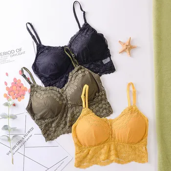 

Women Fashion Beauty Back Tube Tops New Sexy Lace Stretch Bra Removable Padded Wrap Chest Sexy Floral Lace Bralette Underwear