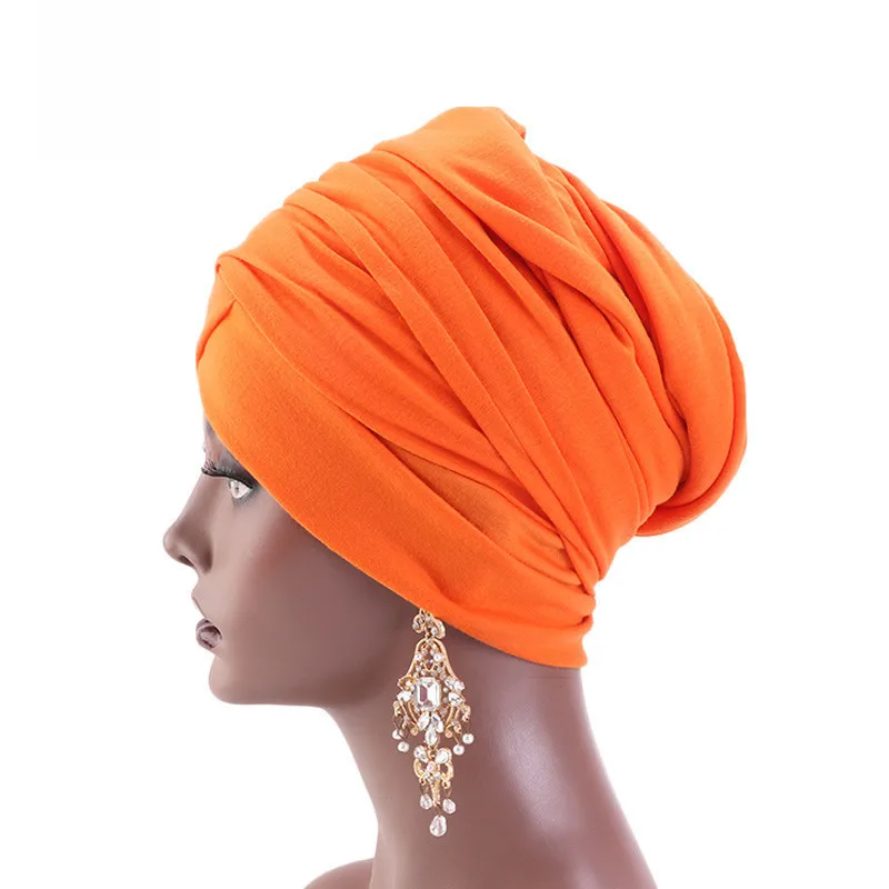 African Turban Long Tail Cap Headtie Women Wrap Head Scarf Hair band Muslim Headscarf Tube Hijab Bandana Hap Headpiece Beanie Africa Clothing