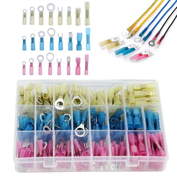 

250pcs Heat Shrink Wire Connector Kit Waterproof Marine Automotive Terminal Set with Storage Box