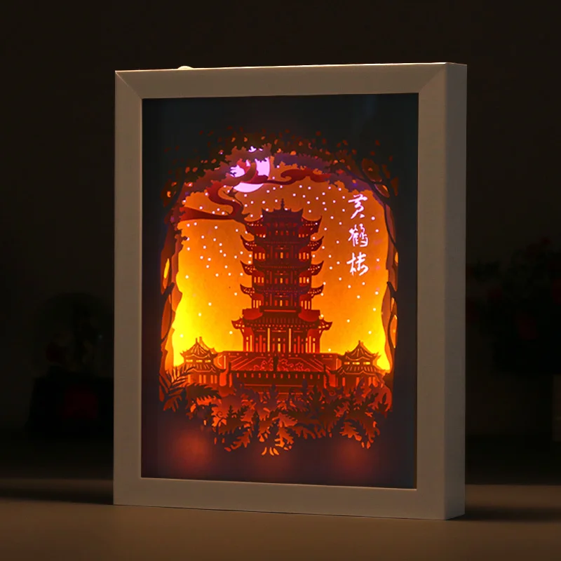 Laser Cut Paper Shadow Box Selling Decoration Frame Wall Art Light Painting Picture For Home Decor | Дом и сад