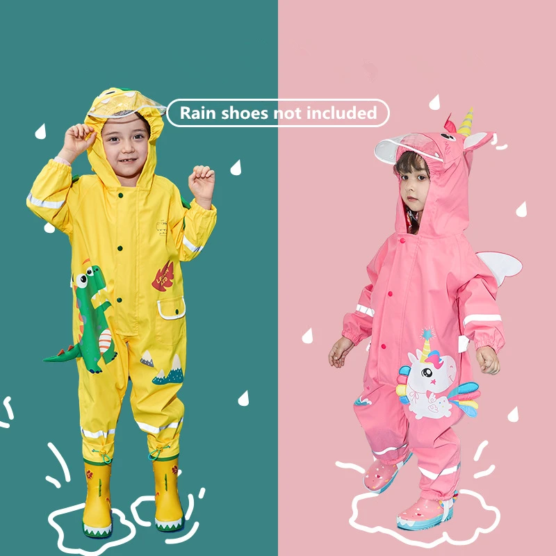 Cute Unicorn Oxford Cloth Baby Raincoat Outdoor Waterproof Rain Coat Kids Jumpsuit Rainwear Girl Boy One Piece Raincoat for Raincoat Poncho