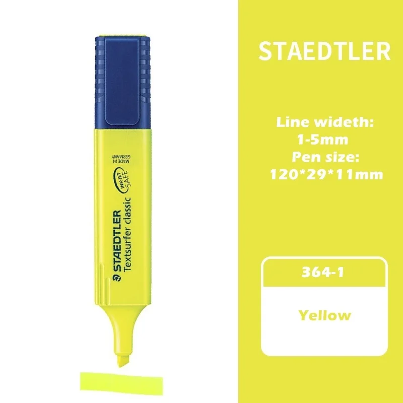 Staedtler texsurfer Classic Pack de 4 subrayadores, color amarillo neón :  : Oficina y papelería