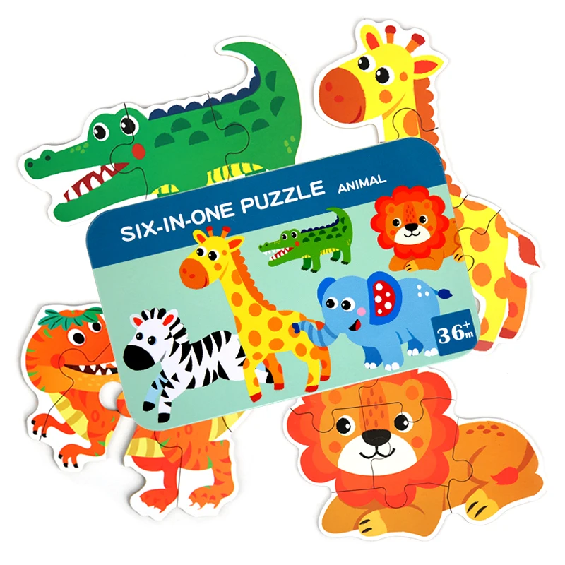 

3D Paper Jigsaw Puzzles for Children Kids Toys Baby Educational Puzles 6-in-a-box