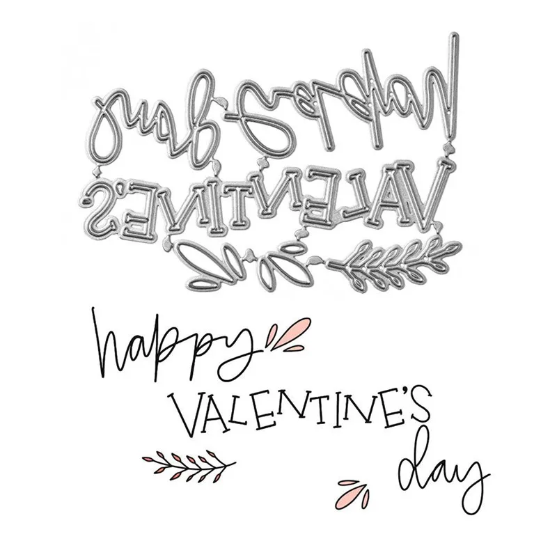 

DiyArts Word Dies Happy Valentine's Day Metal Cutting Dies New 2019 for Card Making Scrapbooking Cuts Decor Stencil Craft Dies