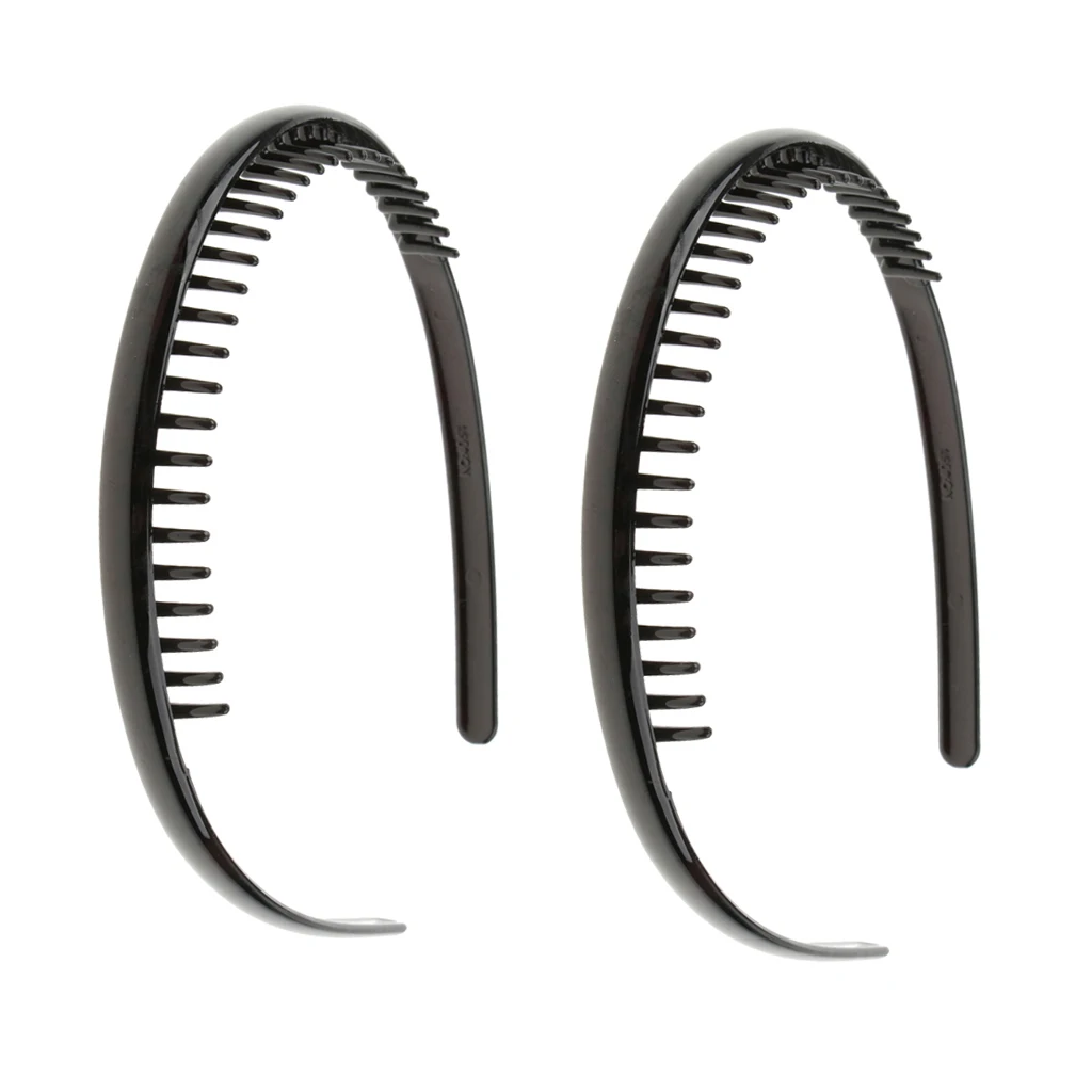Pack of 2 Toothed Hair Band, Resin Zigzag Headband, Strong Hold Sports Alice Band Headwear