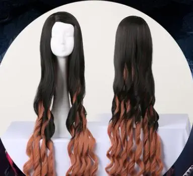 only wig Костюм для косплея «Demon Slayer Kimetsu no Yaiba Kamado Nezuko», платье лолиты, JK, Униформа, повседневная одежда, костюм, одежда в стиле аниме, пальто, юбка cos - Цвет: only wig