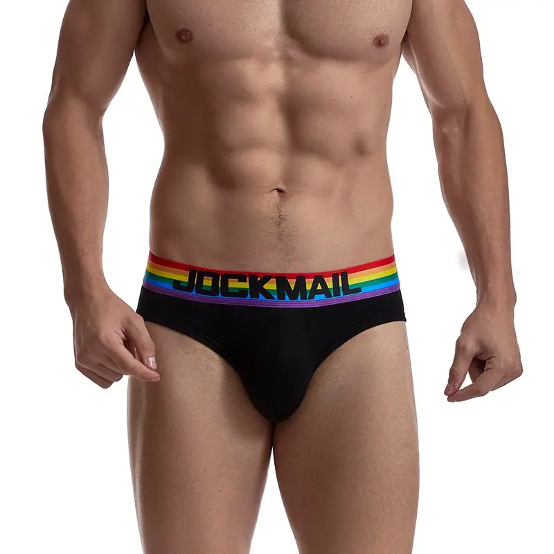 men's underwear styles JOCKMAIL Men Briefs Underwear Sexy Breathable Rainbow stripes Underpants Comfortable Underwear Shorts Cueca Gay Male Panties Hot best men's underwear for ball support