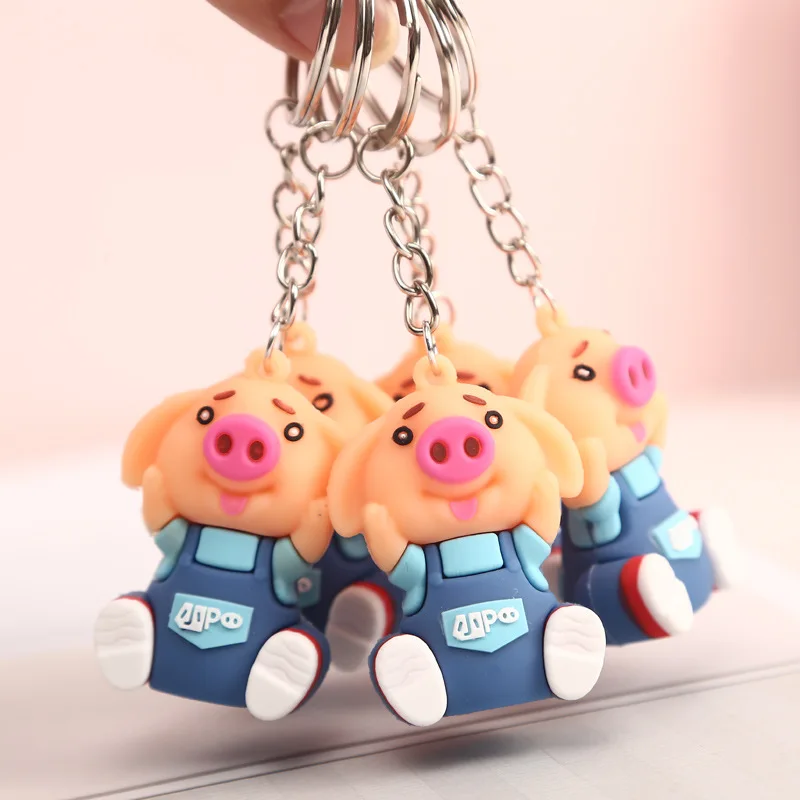 Мягкий Silcone силикагель мультфильм стерео кукла милая Сеть Красная свинка Сяо Пи Чжу Зодиак брелок на ключи в форме поросенка круг бутик подвеска