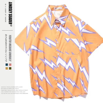 

Lindsey Seader 2020 Hip Hop Shirts Streetwear Mens Hawaiian Shirt Flash Print Harajuku Summer Beach Shirt Thin Tops Short Sleeve