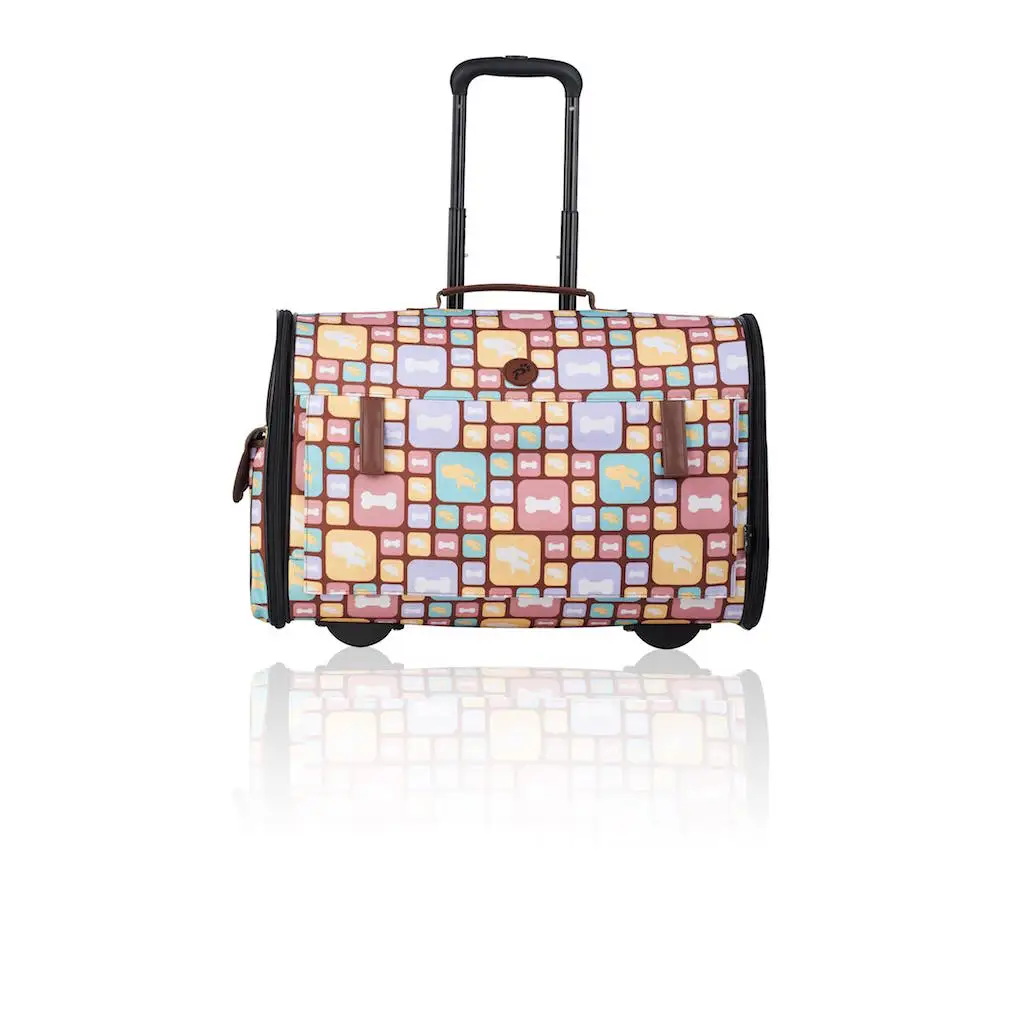 Мешок для тележки для домашних животных с выдвижной ручкой коробка малых и средних собак и собака четырехколесное светодиодное дышащая уличная сумка бесшумный в виде кошек и собак Портативный