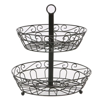 

Double Layer Fruit Basin Basket Home Decors Disassembled And Installed Creative Home Furnishing Handicraft Decorations