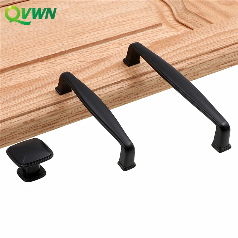 

QVWN Black Furniture Handles Cabinet Knobs and Handle Kitchen Door Knobs Dresser Cupboard Wardrobe Pull Handle