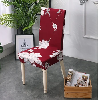 

Printed Stretch Chair Cover Anti-dirty Elastic Office Living Room Wedding Party Seat Cover Used For Home Kitchen Dining Room