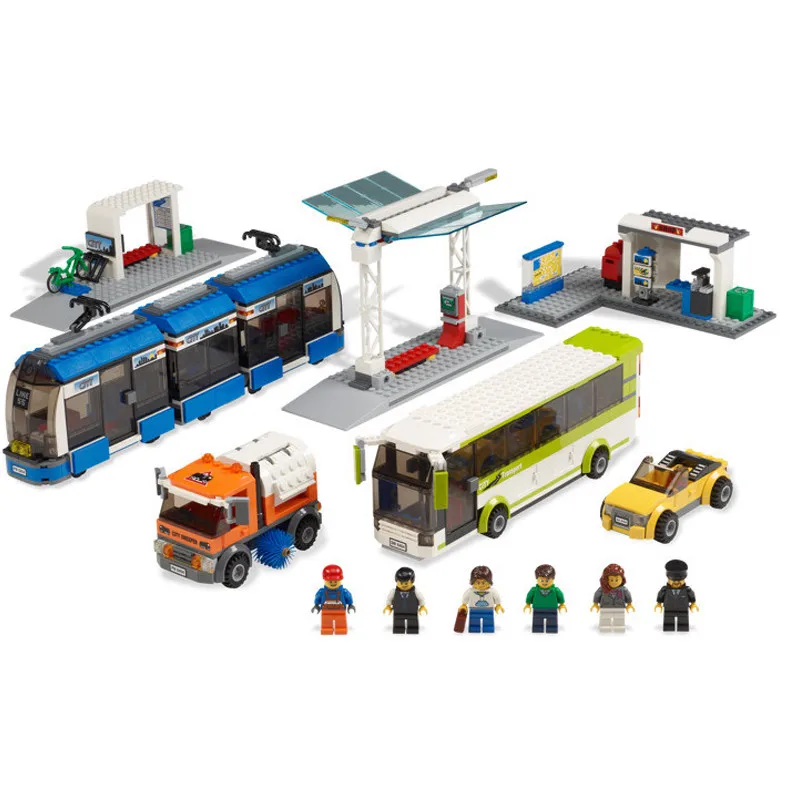 

Blocks the Compatible Legoed City Public Transport Station Set Toys Building Bricks Bus Train Car Christmas gift for children