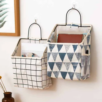 

Wall Hanging Storage Bag Book Magazine Phone Holder Pouch Organizer with Hook Jewelry Organizer Home Office Container