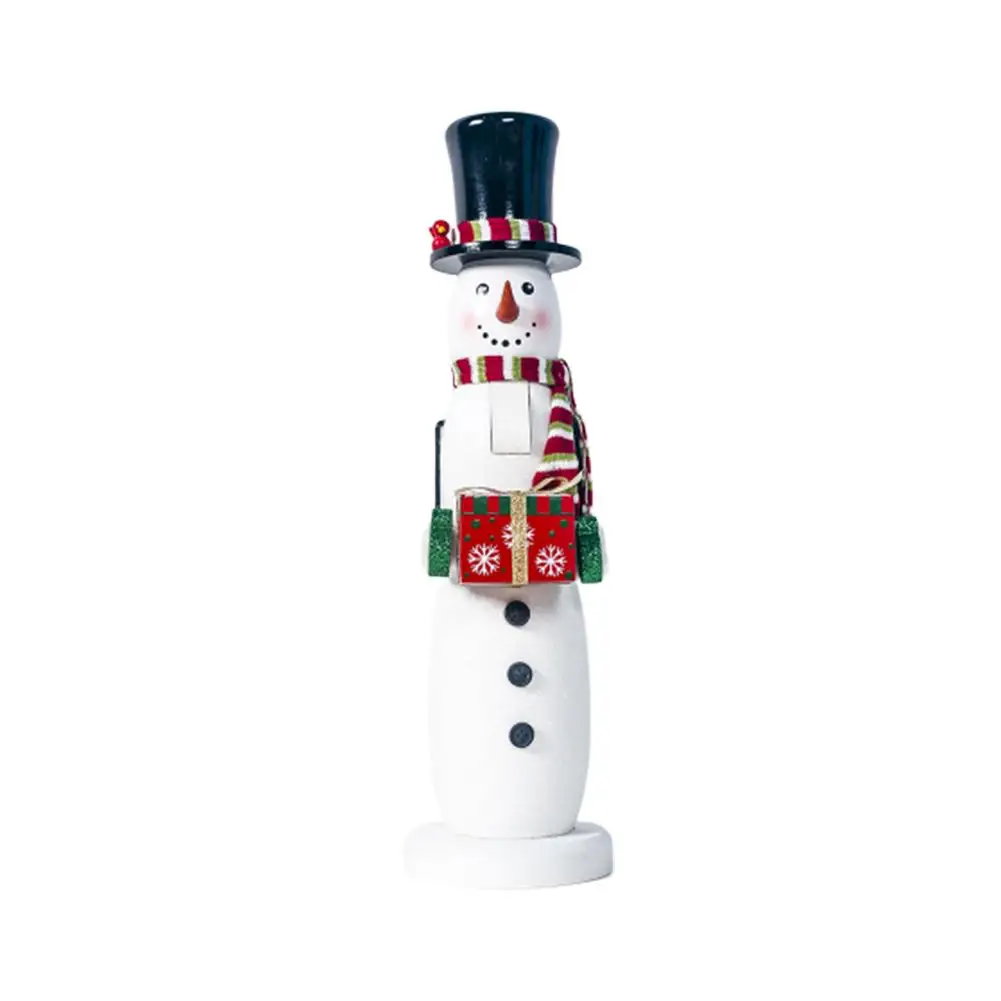 Black hat snowman Рождественский орех кукольная деревянная роспись Санта-Клаус кукольный стол украшения Детский подарок игрушки грецкие орехи солдатики Рождественский подарок - Цвет: Black hat snowman