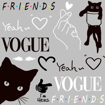 Новые модные нашивки для одежды, утюжок для переодевания одежды, сделай сам, черно-белая наклейка с термопереводом, милая кошка с надписью ...