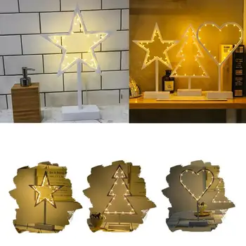 

LED Desk Night Light Christmas Tree Love Heart Star Shape Home Decoration Cute